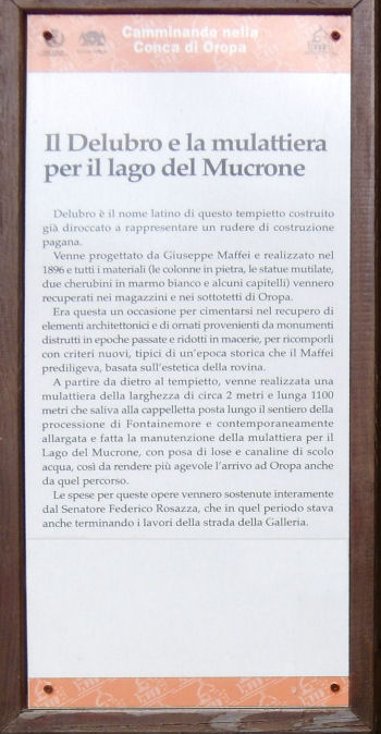 Cartello esplicativo del Delubro a inizio sentiero per ferrata (74975 bytes)